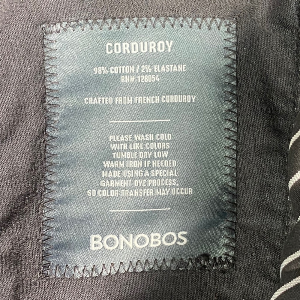 Bonobos Mens Corduroy Pants 30x32 Gray Slim Fit French Corduroy Casual Trousers - Picture 5 of 15